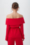 Trina Turk LYNDI Off-The-Shoulder Belted Long Sleeve Top-shopbody.com