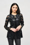 Joseph Ribkoff Laser-Cut Leatherette on Mesh Jacket-shopbody.com