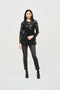 Joseph Ribkoff Laser-Cut Leatherette on Mesh Jacket-shopbody.com