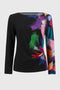 Joseph Ribkoff Silky Knit Abstract Placement Print Top-shopbody.com