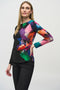 Joseph Ribkoff Silky Knit Abstract Placement Print Top-shopbody.com