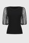 Joseph Ribkoff Silky Knit Top With Embellished Mesh Sleeves-shopbody.com