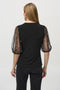 Joseph Ribkoff Silky Knit Top With Embellished Mesh Sleeves-shopbody.com