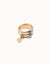 UNOde50  18K gold-plated triple ring with blue crystals-shopbody.com