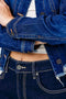 Hidden Jeans Cropped Fray Jacket - Dark Wash-shopbody.com