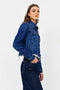 Hidden Jeans Cropped Fray Jacket - Dark Wash-shopbody.com