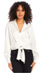 Karen Kane Satin Tie-Front Top-cream-shopbody.com