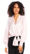 Karen Kane Satin Tie-Front Top-pink-shopbody.com