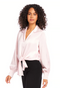 Karen Kane Satin Tie-Front Top-pink-shopbody.com