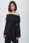 Trina Turk LYNDI Off-The-Shoulder Belted Long Sleeve Top-shopbody.com