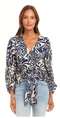 Karen Kane Blouson Sleeve Tie Front Top-shopbody.com